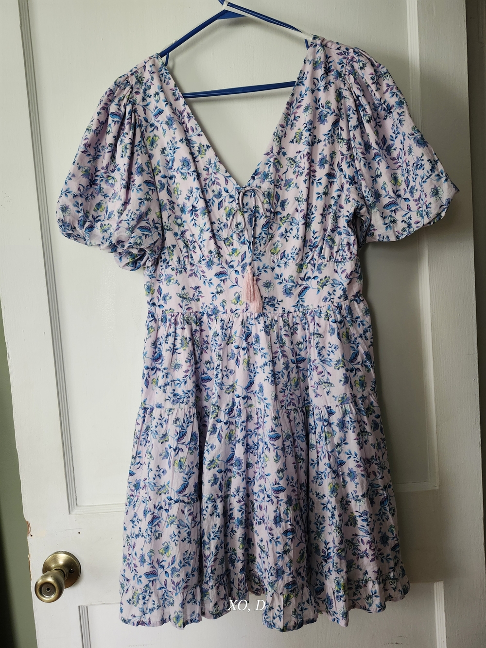 Jessica Simpson Pink Floral Smocked Top with Blue Accents